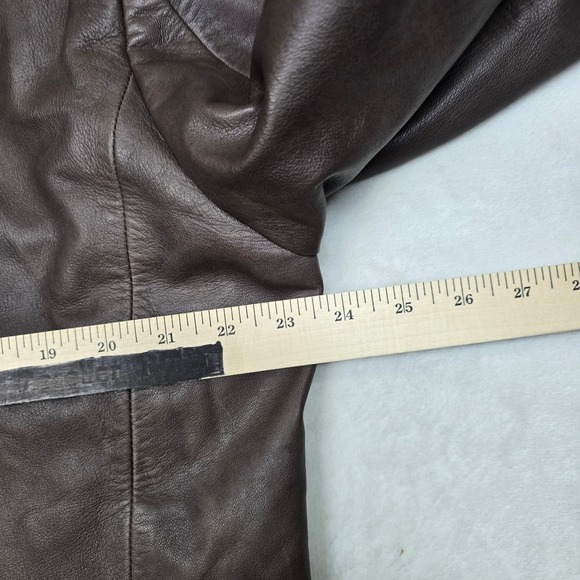 Hugo Boss Leather Blazer Jacket Mens XL 46R Brown Lamb Leather Soft! Distressed - Picture 15 of 16